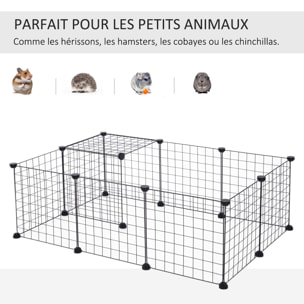 Cage parc enclos pour animaux domestiques L 106 x l 73 x H 36 cm bords arrondis fil métallique noir 55