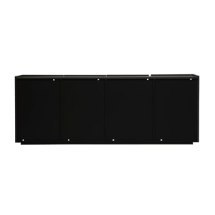 Buffet noir laqué brillant 3 portes 4 tiroirs L200 cm ISAURE