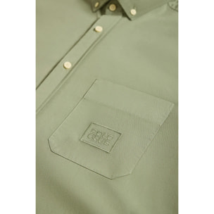 Camisa de sarga verde con bolsillos y logo Polo Club