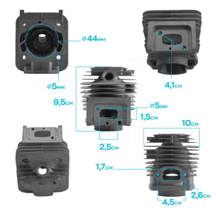 Gruppo termico motozappa 52cc - ricambio compatibile cilindro + pistone 2 tempi