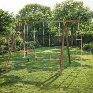Portique bois poutre métal 2,30 m Techwood Premium DEKO - 5 enfants