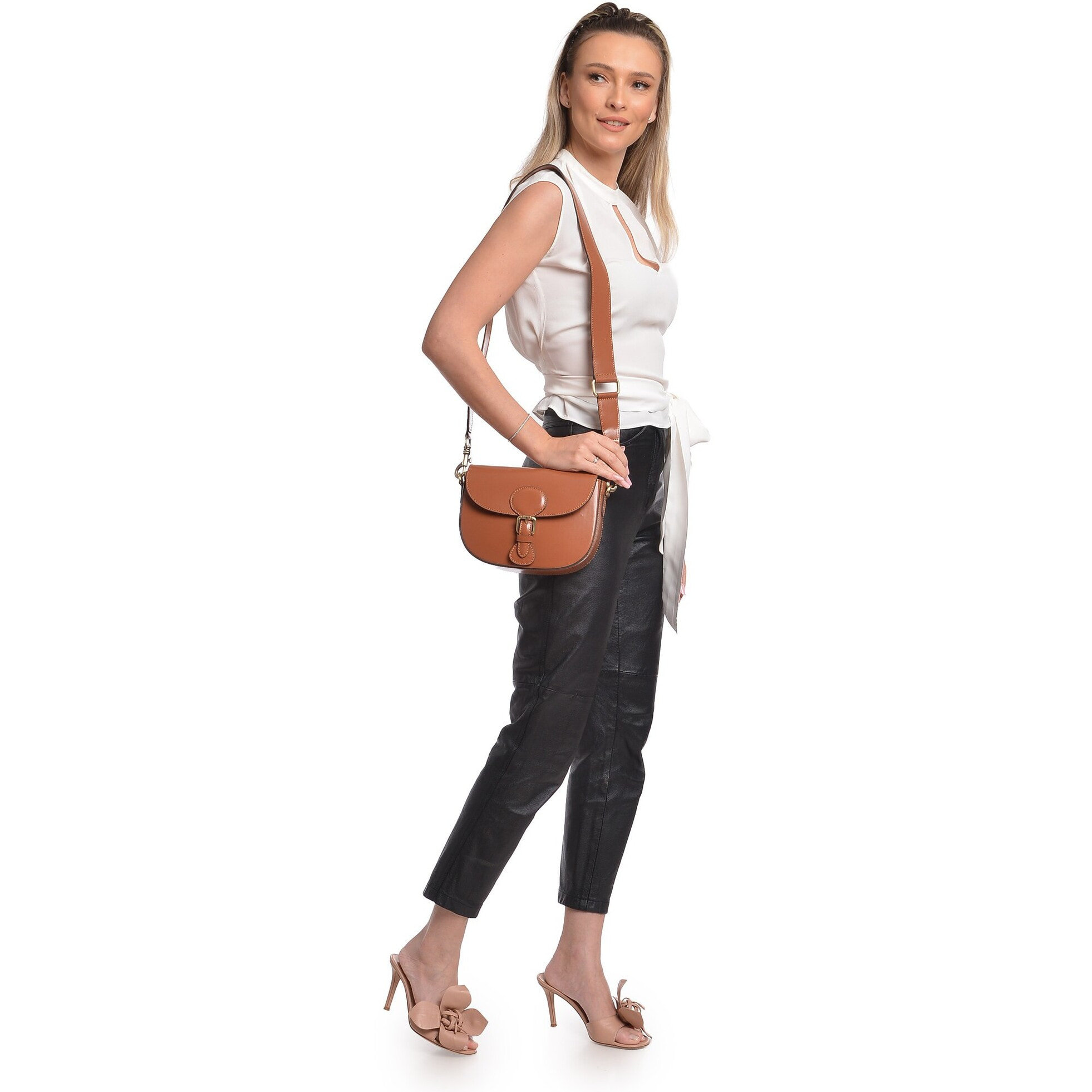 Borsa a spalla Anna Luchini Cammello