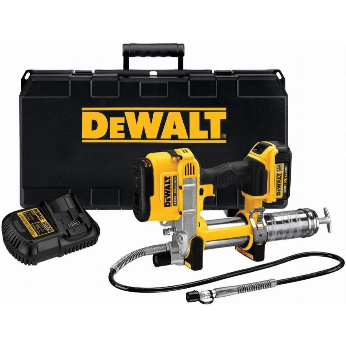 Pompe à graisse XR 18V 4AH Li-Ion - DEWALT - avec 1 batterie 4.0 Ah - chargeur - coffret - DCGG571M1-QW