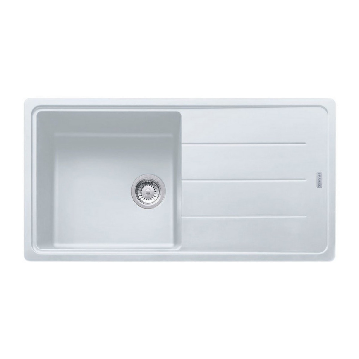 Basis BFG 611-97 Evier 97x50cm avec égouttoir réversible, Fragranit +, Blanc Artic (BFG61197B)