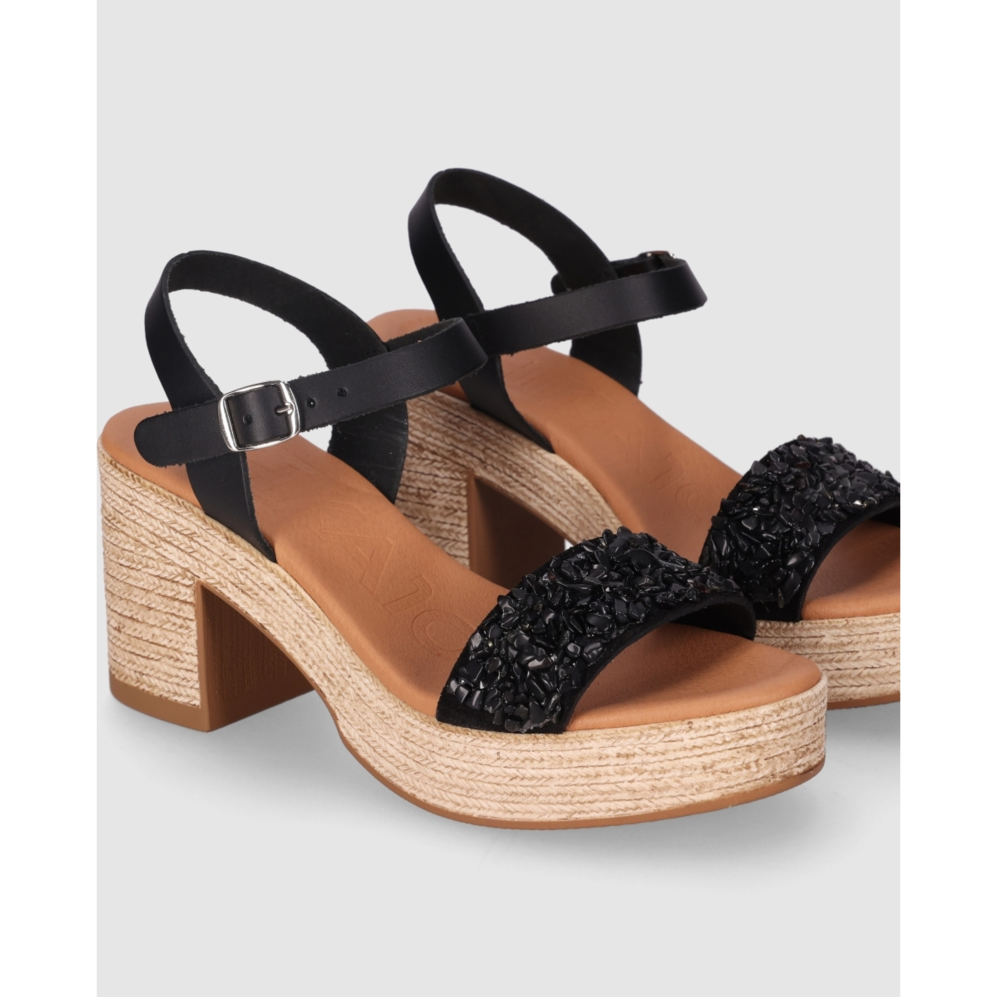 Sandalias de Piel - Negro - Tacón: 5 cm