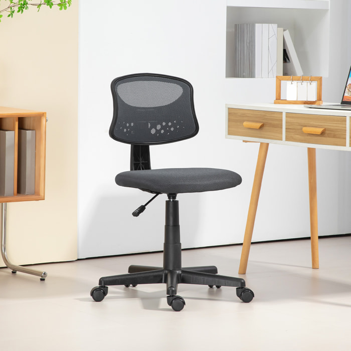 Silla de Oficina sin Brazos Silla de Escritorio Giratoria con Respaldo de Malla Transpirable Altura Ajustable Silla de Despacho Carga 120 kg Gris