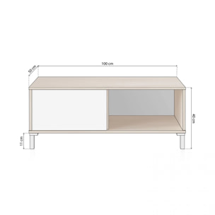 Mesa de centro Lea Blanco Artik (Blanco Mate) - Roble Canadian
