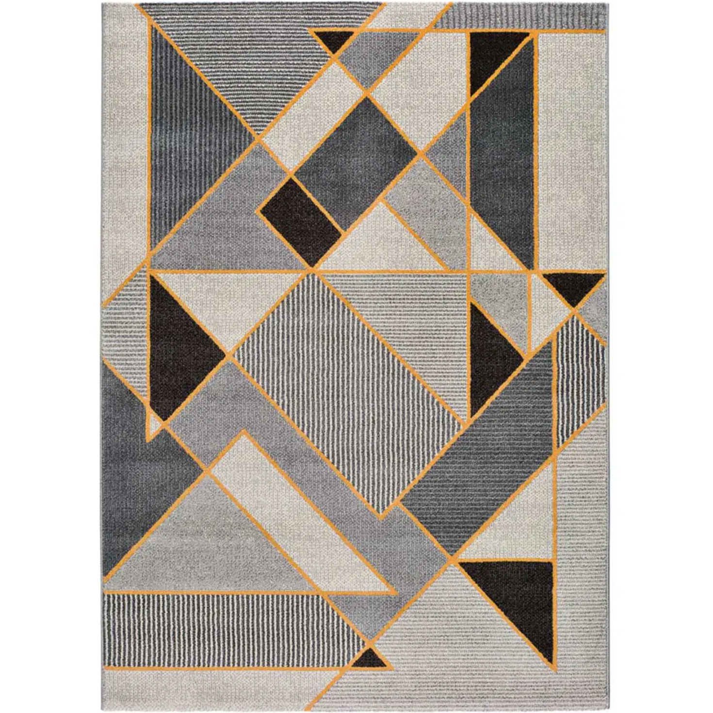 LEO Alfombra geométrica de pelo corto gris, varias medidas disponibles.