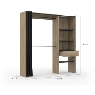 Dressing Aline extensible 120-170cm effet bois