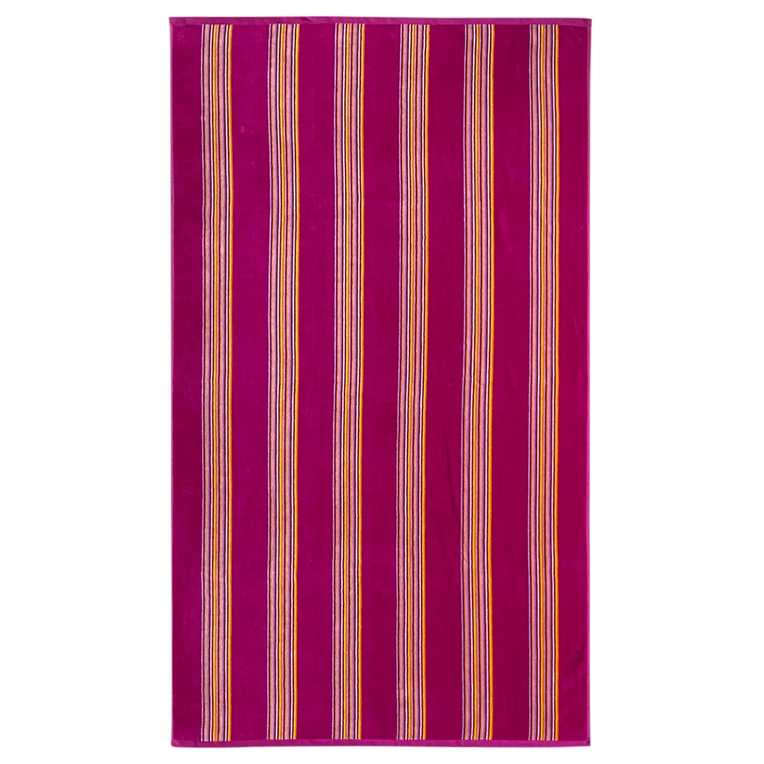 Serviette de bain éponge velours Jacquard Milonga Fuchsia 70x140 400g/m²