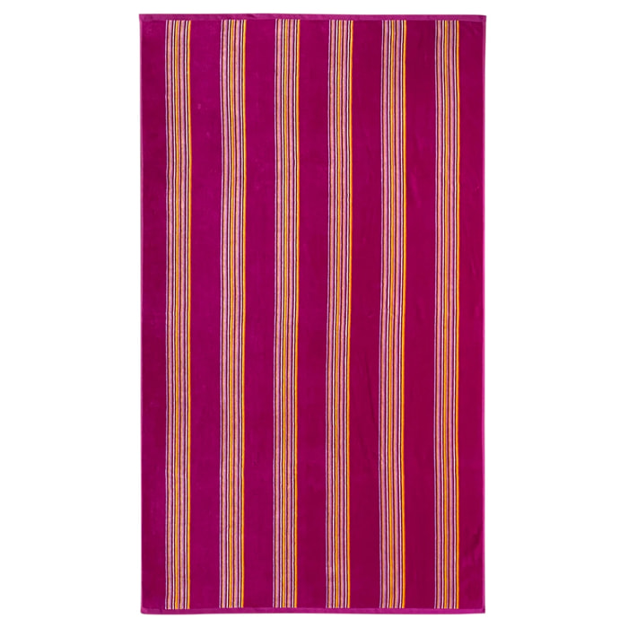 Serviette de bain éponge velours Jacquard Milonga Fuchsia 70x140 400g/m²
