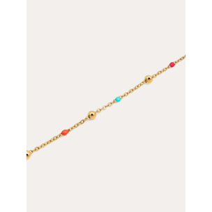 Collana Dots L Colors in acciaio placcato oro con smalto
