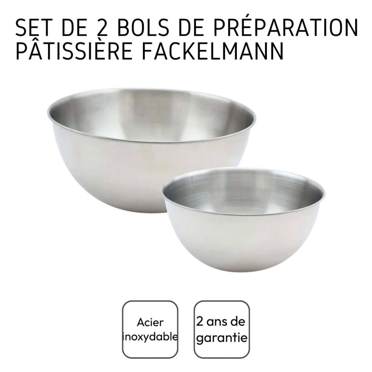 Set de 2 bols à mixer en inox 20,5 et 25 cm Fackelmann Basic