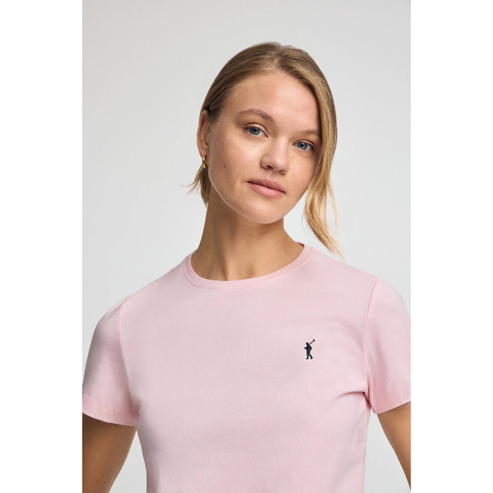 Camiseta rosa de manga corta con bordado Rigby Go