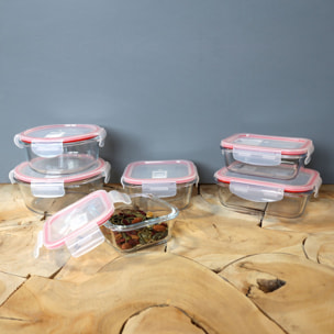 Lot de 6 boîtes hermétiques 370ml en verre  CLEMENTINE