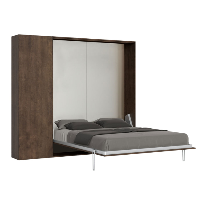 Cama abatible 160 vertical Kentaro con columna Nogal