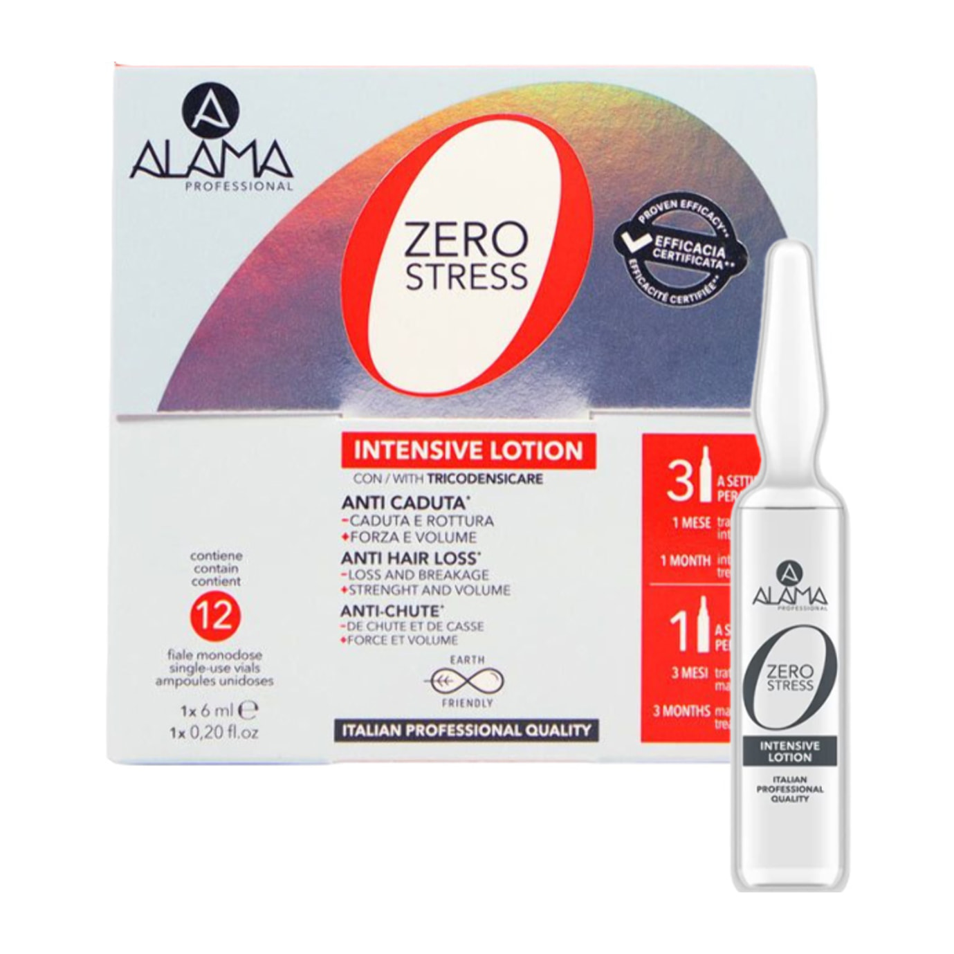 Loción intensiva ALAMA Professional Zero Stress, viales de 12 x 6 ml.