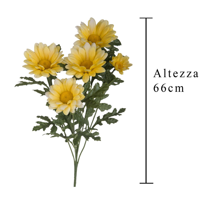 Margherita. Altezza 66 Cm - Pezzi 6 - 13X66X11cm - Colore: Giallo - Bianchi Dino - Fiori Artificiali