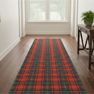 CASSESE HOME Passatoia/Tappeto Bordato Dec Natale Scozzese in Poliestere con Retro Antiscivolo in PVC Made in Italy