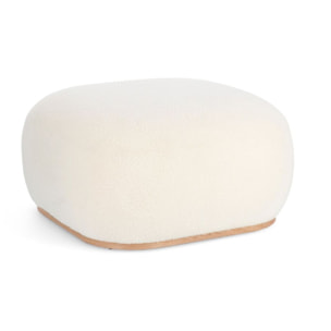 Pouf MIRIANA tessuto bianco e base in legno