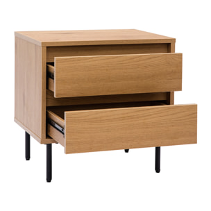 Table de chevet avec rangements 2 tiroirs finition bois clair chêne ARAGON