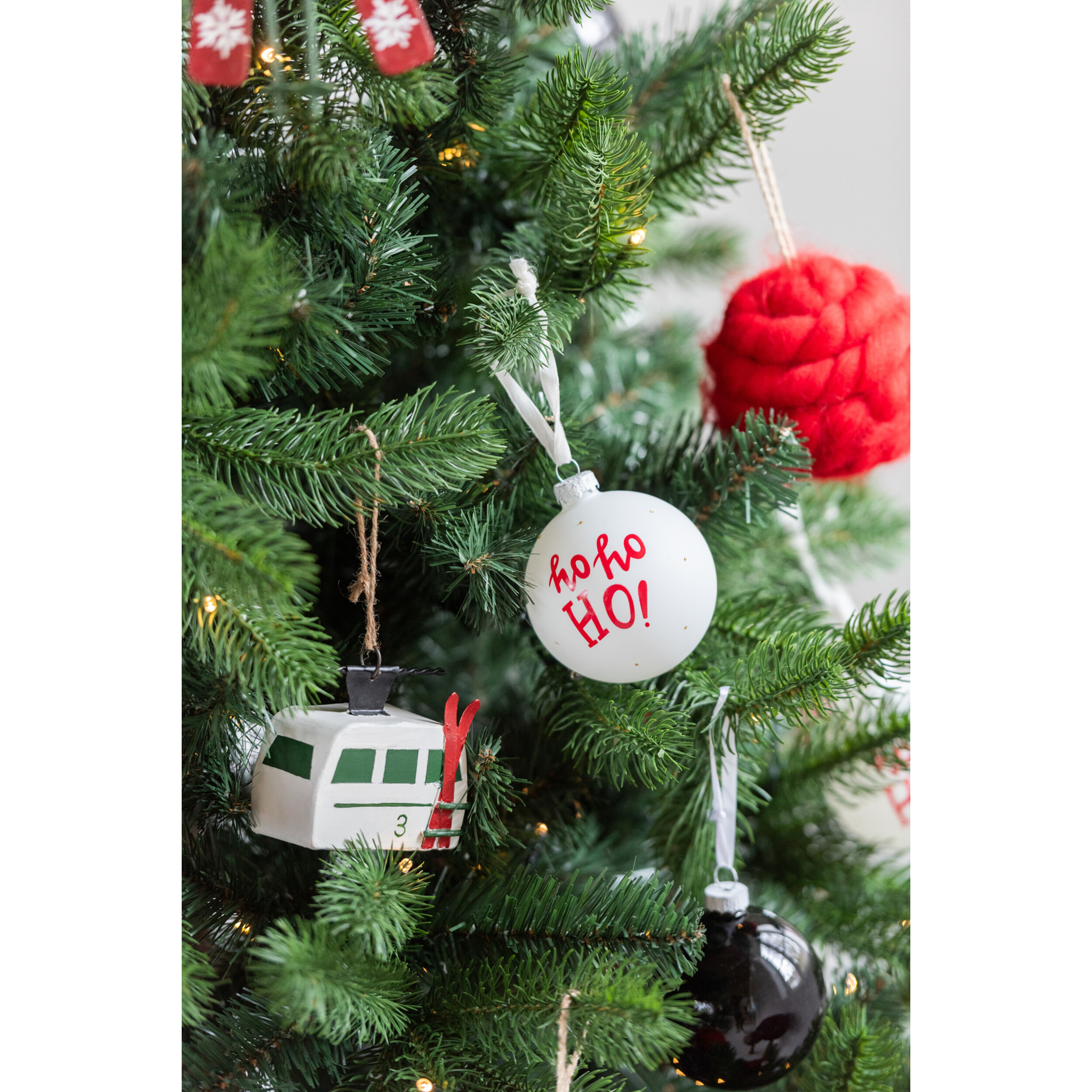 J-Line boules de Noël - verre - blanc & rouge - 6 pcs