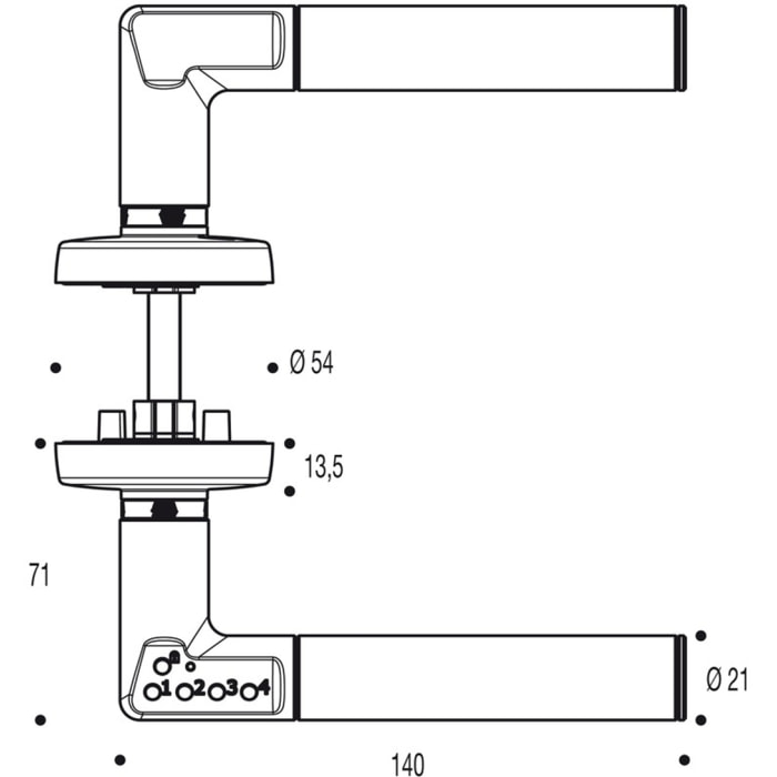 0820048 Ens a code handle sur rosace chromé gamme velours 4320 droite