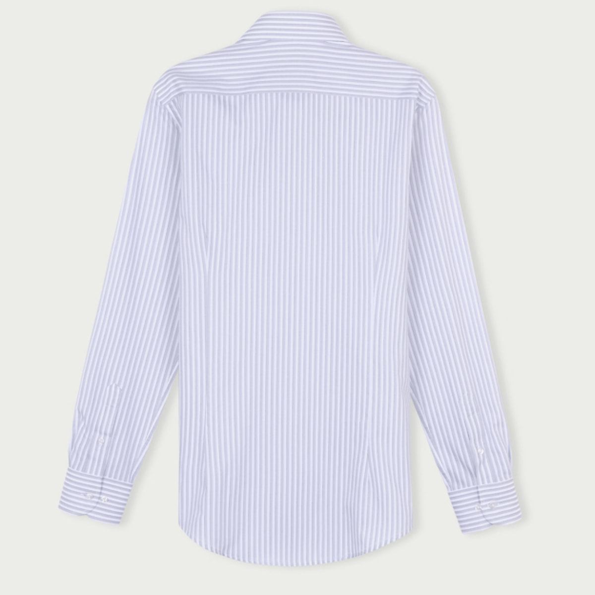 Camicia Uomo 1 Bottone Italiano Slim Cotone Riga Media Grigio/Bianco
