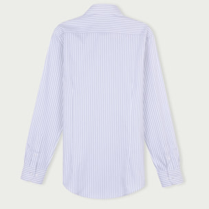 Camicia Uomo 1 Bottone Italiano Slim Cotone Riga Media Grigio/Bianco