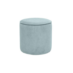 Pouf rond en velours côtelé bleu grisé D40 cm PAUL
