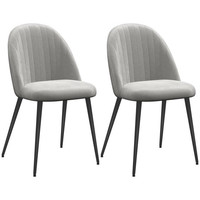 Pack de 4 Sillas de Comedor Modernas Sillas de Cocina Tapizada en Terciopelo con Respaldo Alto y Patas de Acero para Sala de Estar 50x52x83 cm Gris