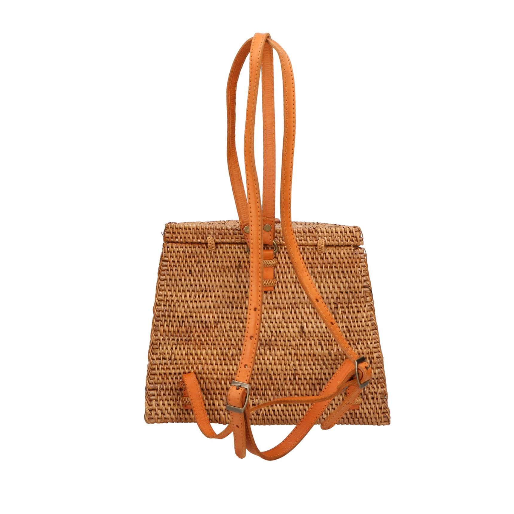 Zaino da donna in Rattan - Modello Leandra - Artigianale - 24.0 x 11.0 x 7.0 cm