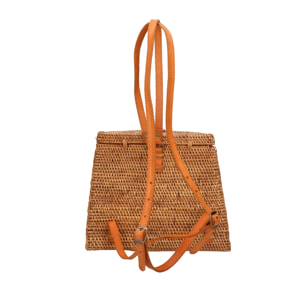 Zaino da donna in Rattan - Modello Leandra - Artigianale - 24.0 x 11.0 x 7.0 cm
