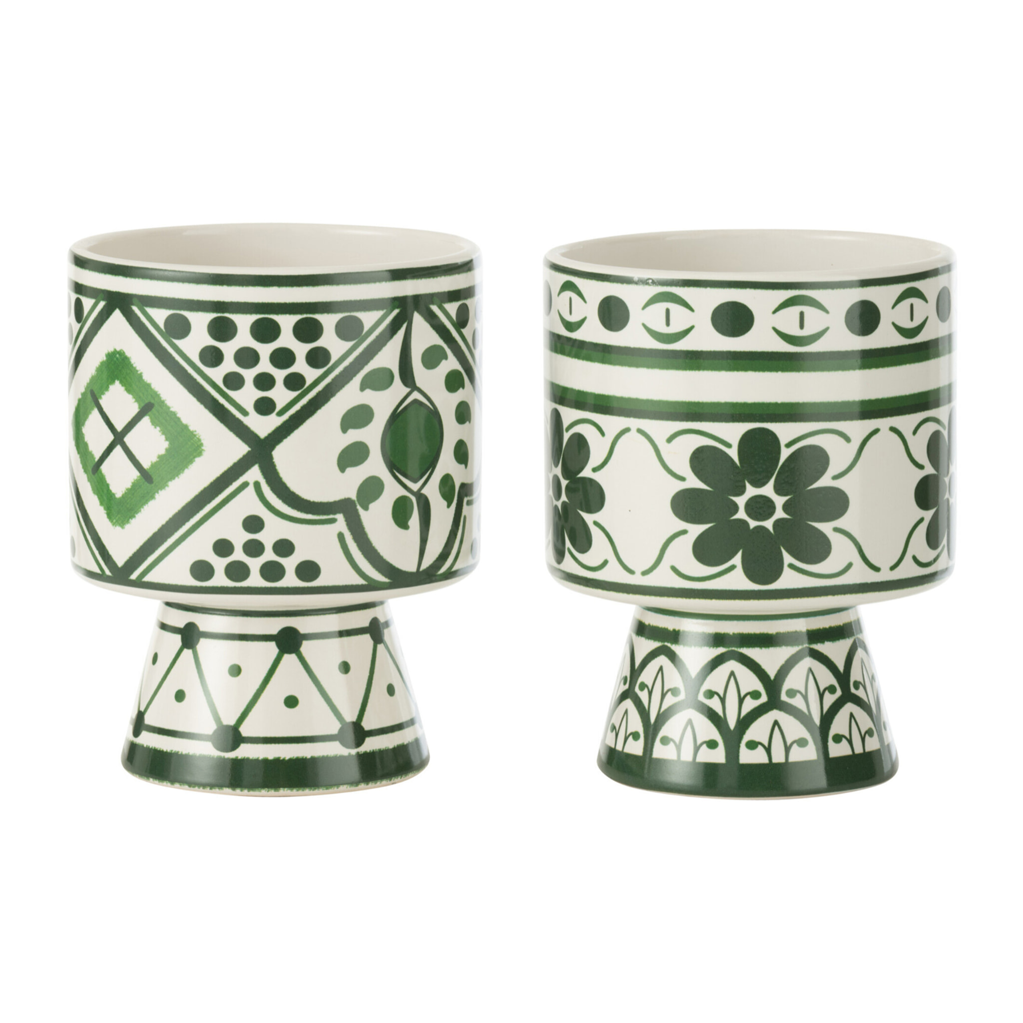 J-Line Cachepot Rhodes Ceramique Vert Medium Assortiment De 2
