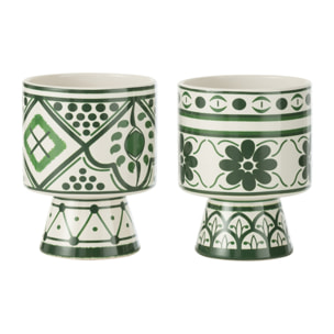 J-Line Cachepot Rhodes Ceramique Vert Medium Assortiment De 2
