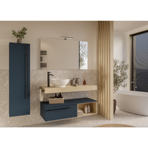 MOBILE DA BAGNO RIFLESSO 120 ROVERE NATURALE E BLU OCEANO - 9 PEZZI