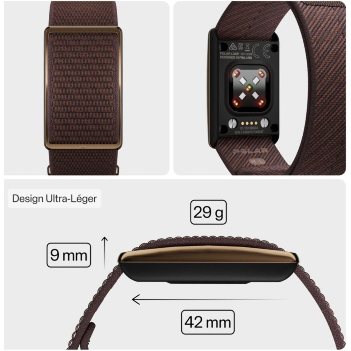 Bracelet connecté POLAR Loop COP/BRN S-L