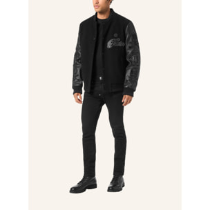 PHILIPP PLEIN Bomber de cuero WOOL &AMP