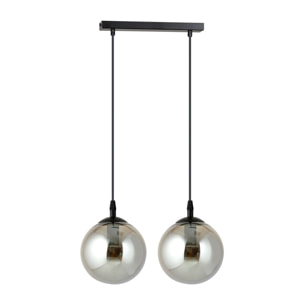 Lampada a sospensione Cosmo in acciaio nero con sfere in vetro grafite