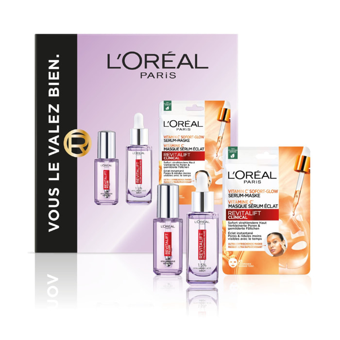 L’Oréal Paris Coffret Cadeau Soin Sérum Filler Anti-Rides + Sérum Yeux + Masque Eclat Visage