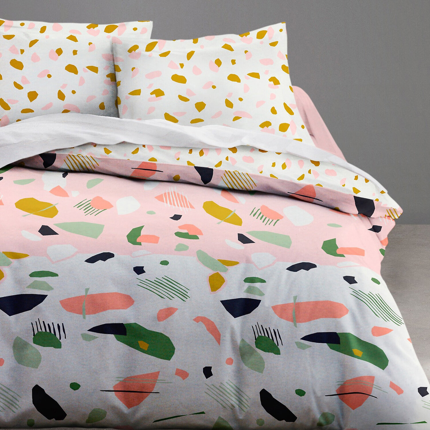Parure housse de couette 3pcs 100% coton 57fils marbree