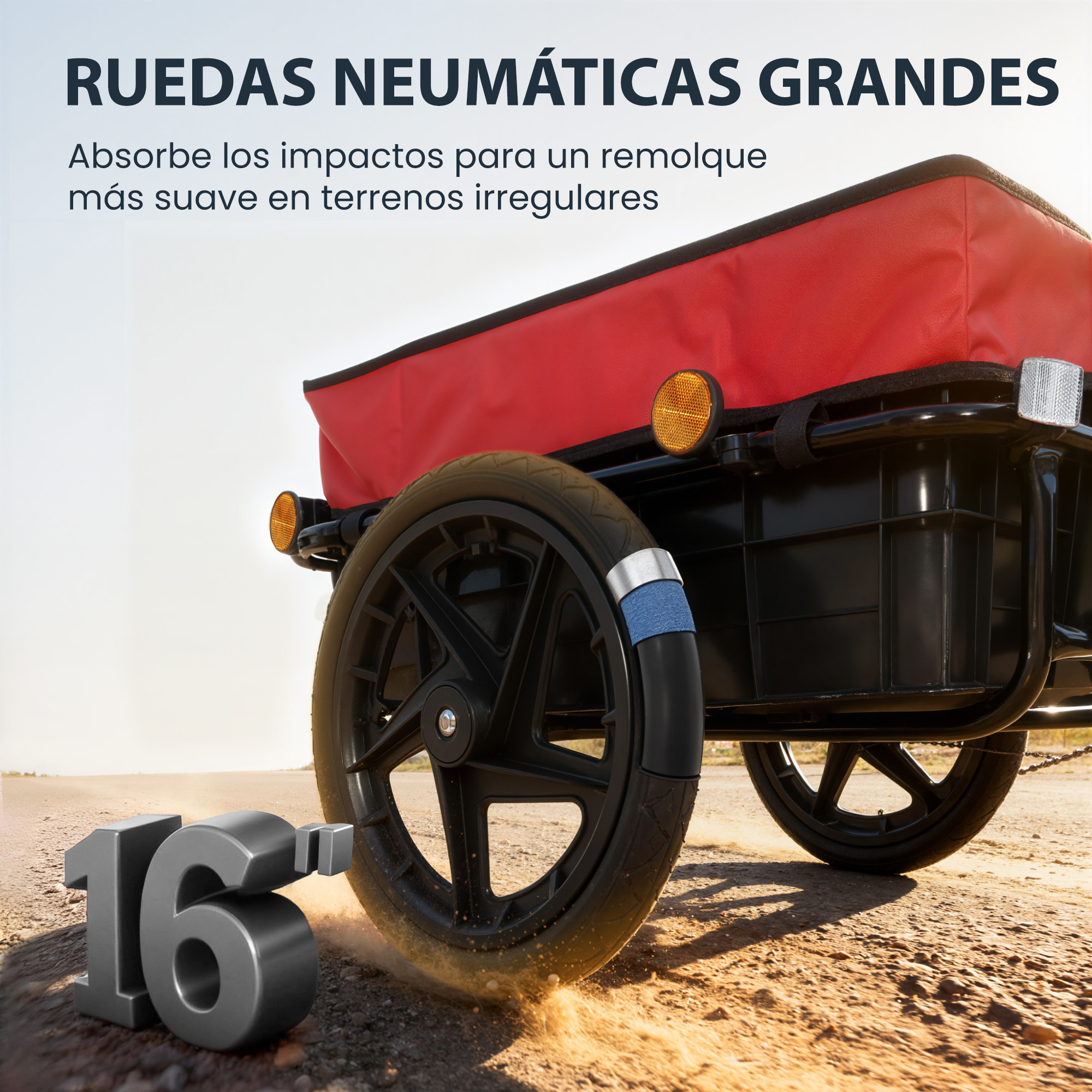 Remolque de Bicicleta para Carga 40 kg, Carro de Mano con Cubierta de Tela Oxford Impermeable, Reflectores, Marco de Acero y Asas para Transporte de Equipaje, 144x59x80 cm, Rojo y Negro