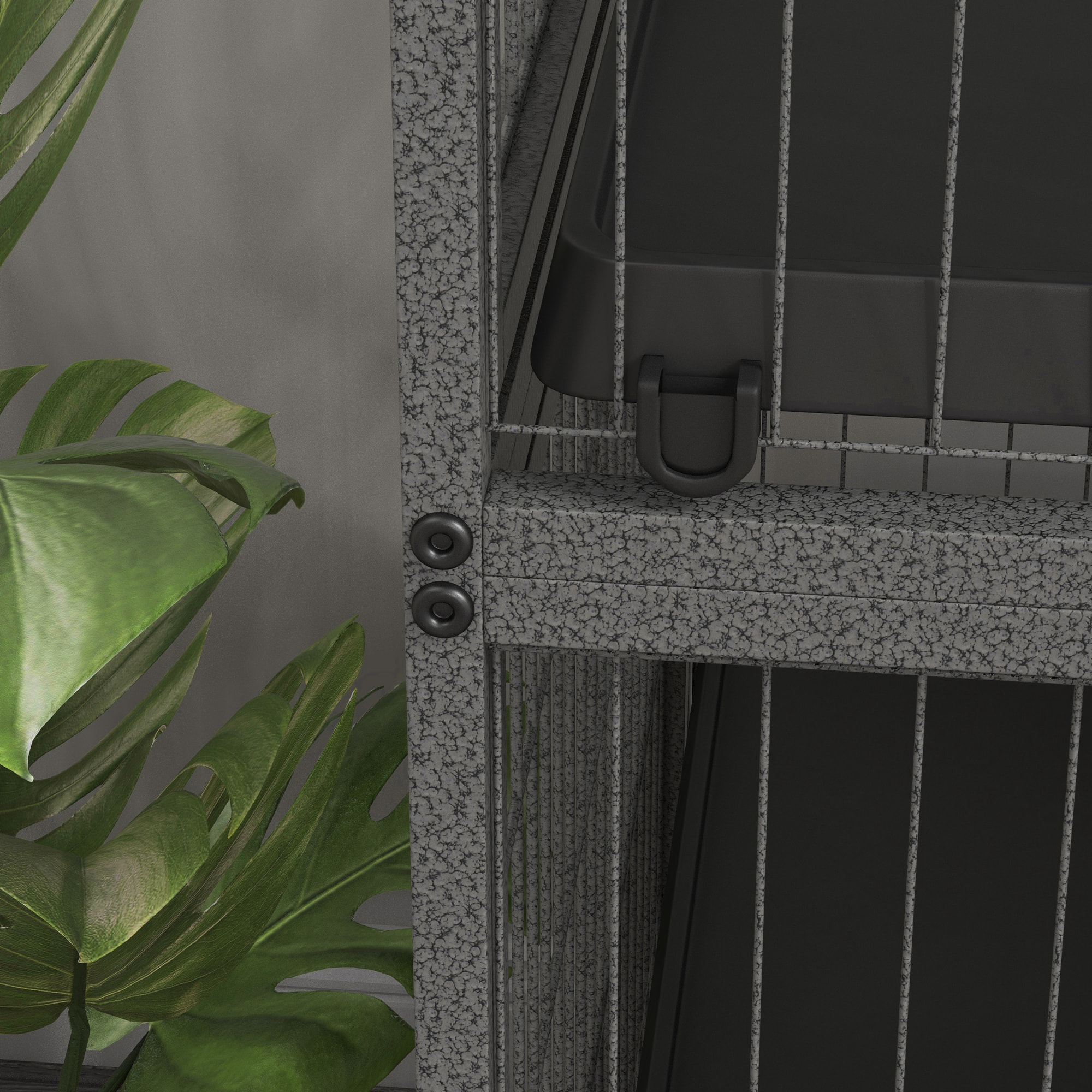 Jaula para Animales Pequeños de 4 Niveles Parque para Mascotas con Ruedas Rampas Hamaca Colgante y Bandeja Extraíble Recinto para Conejos Chinchillas Hurones 80x52x128 cm Gris