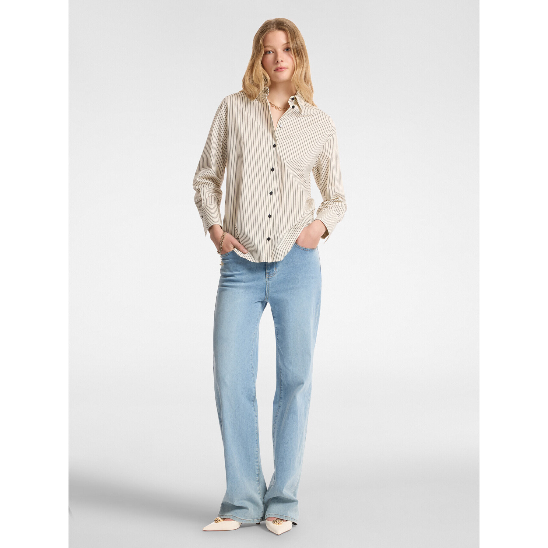 Elena Mirò - Camicia rigata - Bianco