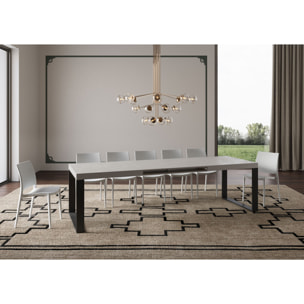 Table extensible 90x200/460cm Tecno cachemire pieds anthracite