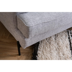 Canapé d'angle design 5 places en tissu gris chiné et métal noir PUCHKINE