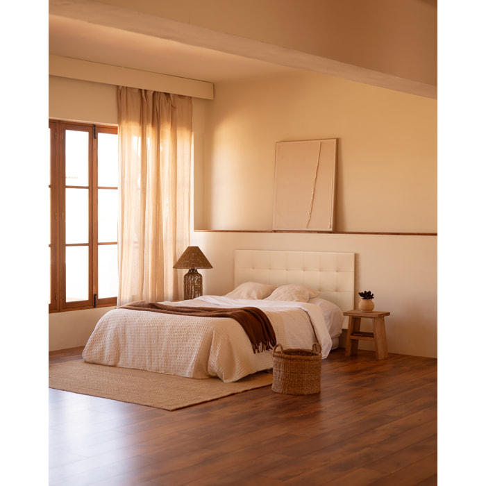 Tête de lit rembourrée en similicuir avec plis en beige en différentes tailles