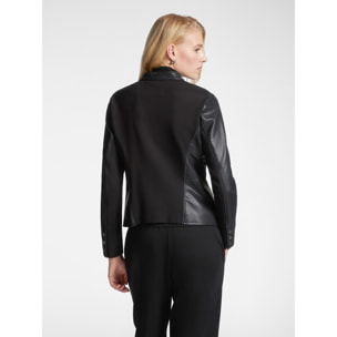 Elena Mirò - Giubbotto biker in due tessuti - Nero