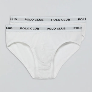 Pack di due slip bianchi con particolare Polo Club