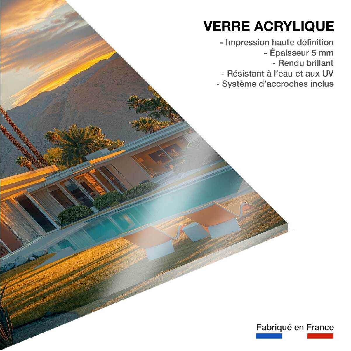 Tableau architecture maison moderne de palm springs  Tableau plexiglas
